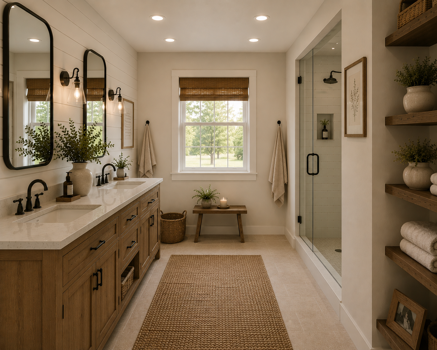 Farmhouse budget-friendly bathrooms