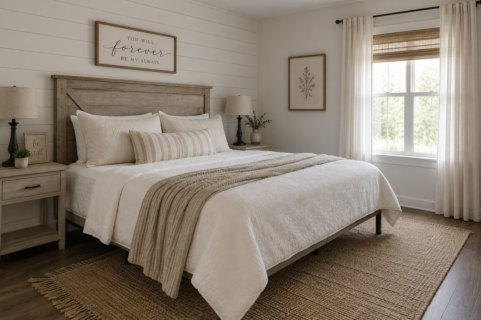 Farmhouse budget-friendly primary bedrooms