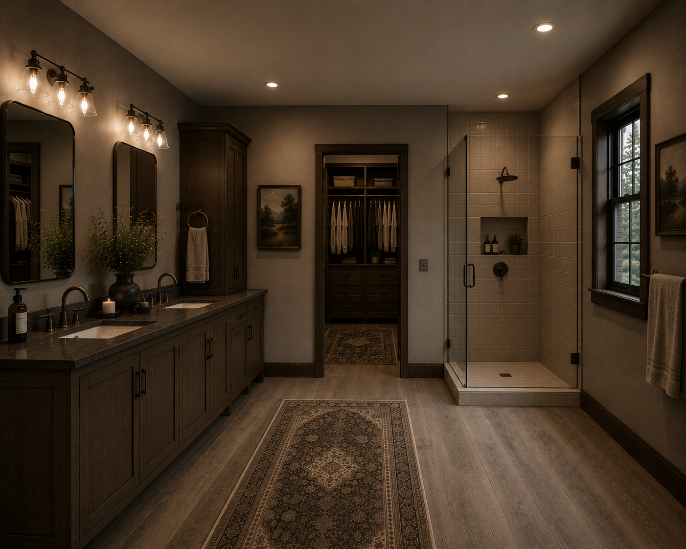 Moody Country Chic budget-friendly bathrooms