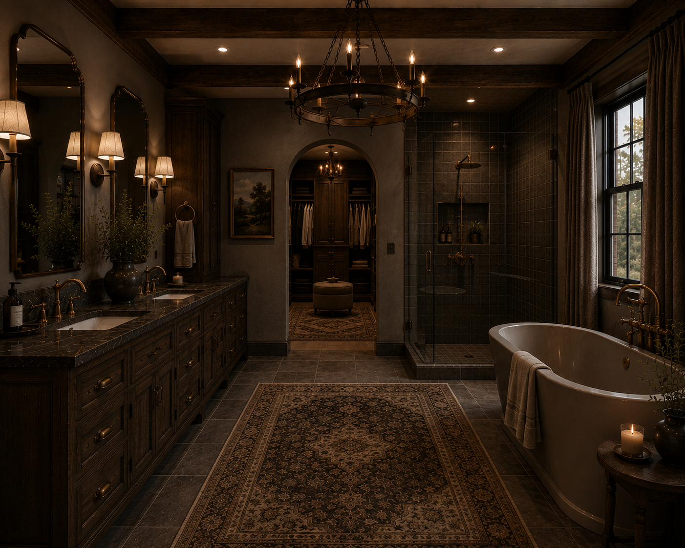 Moody Country Chic high-end bathrooms