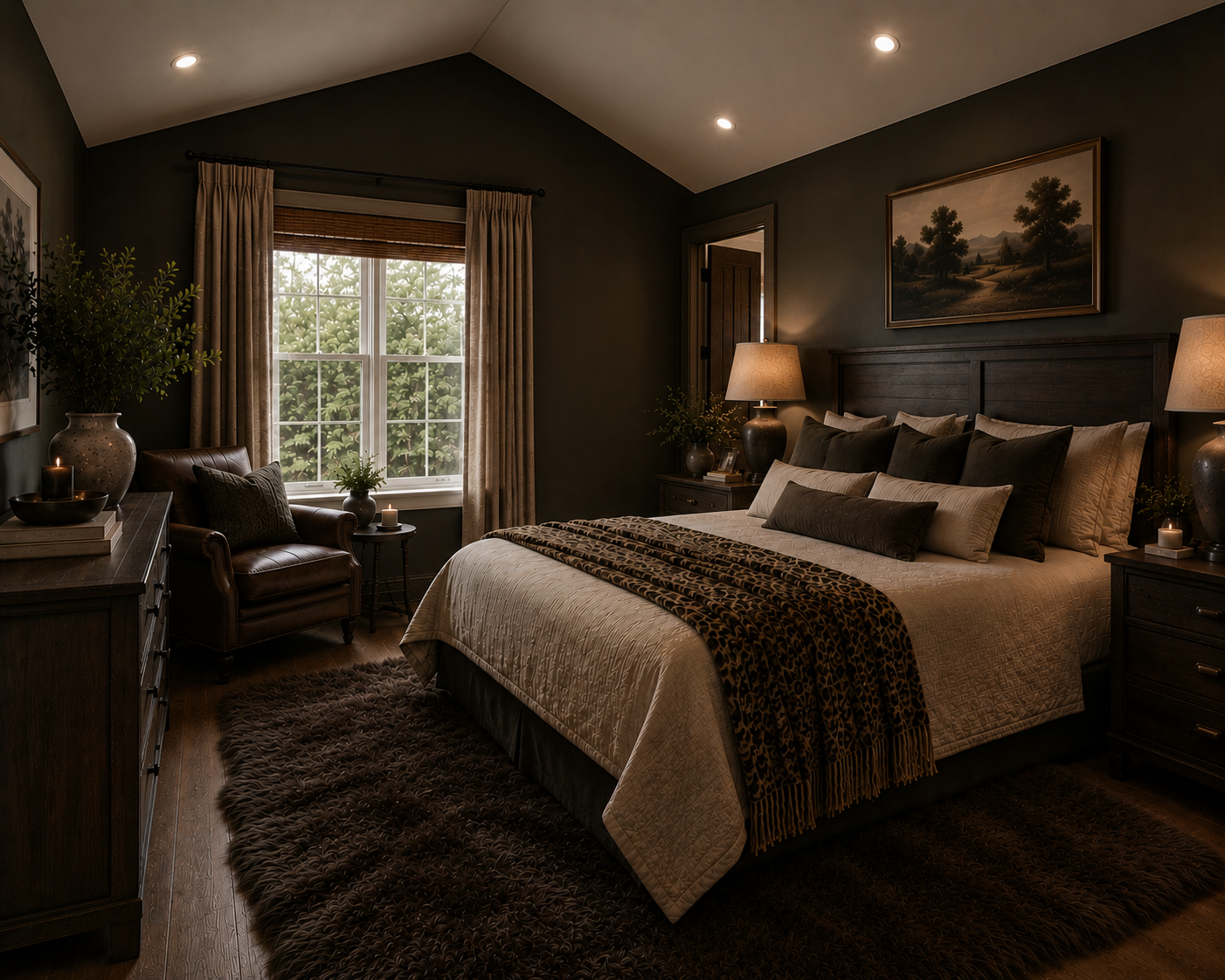 Moody Country Chic budget-friendly primary bedrooms