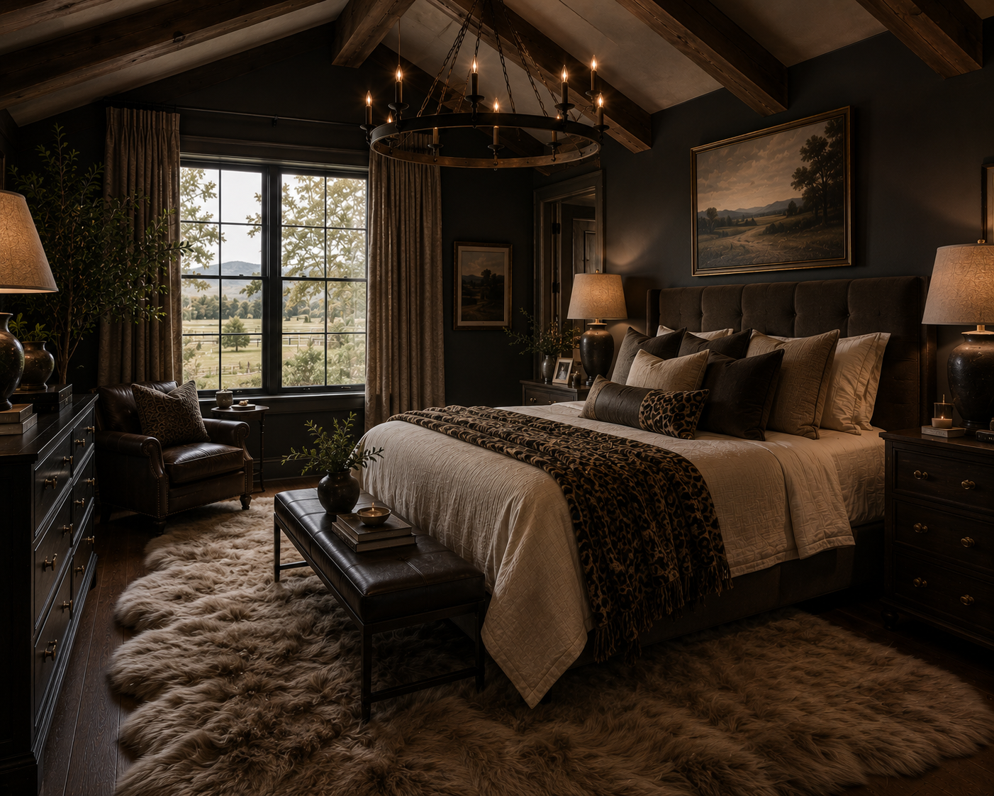 Moody Country Chic high-end primary bedrooms