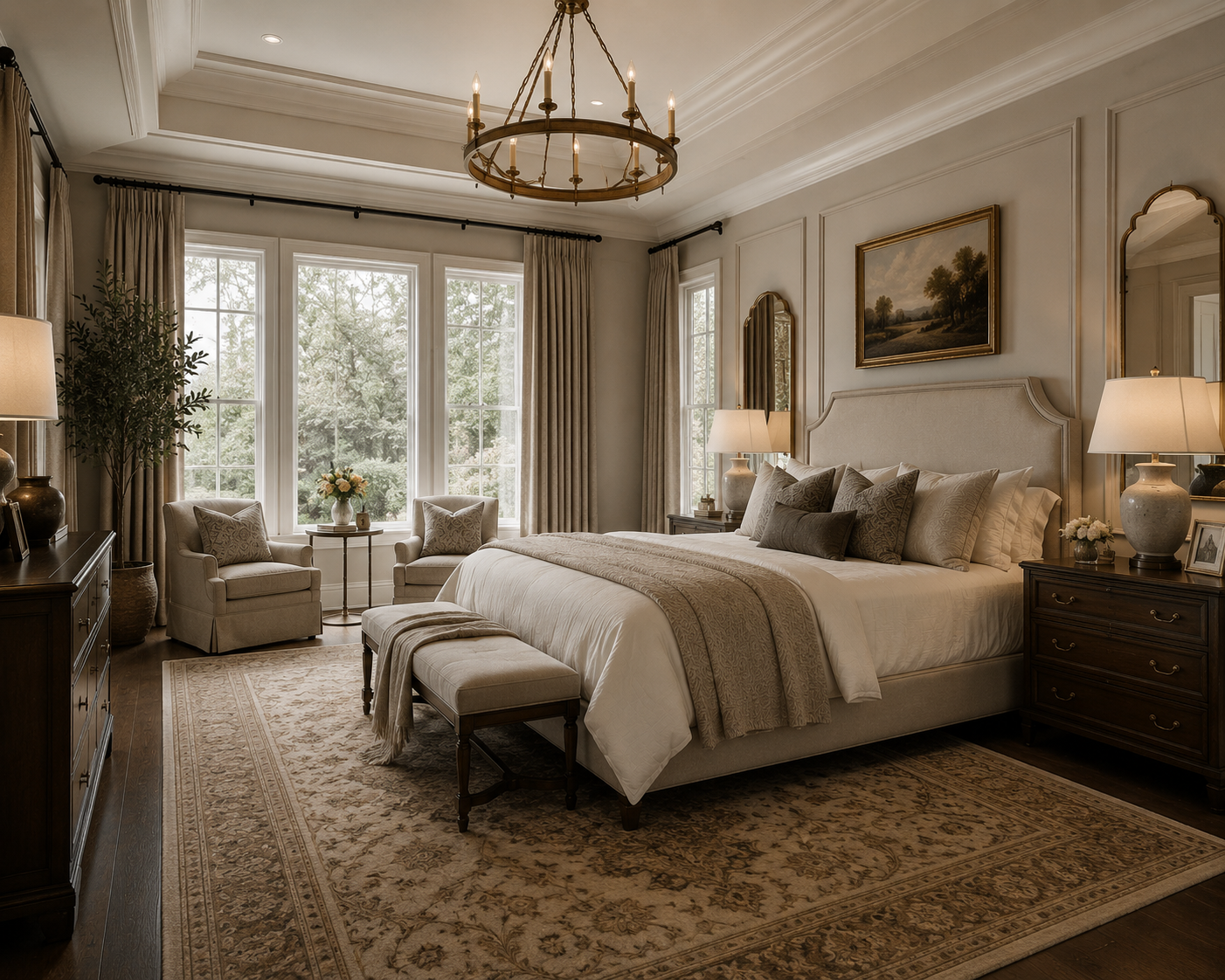 Traditional high-end primary bedrooms